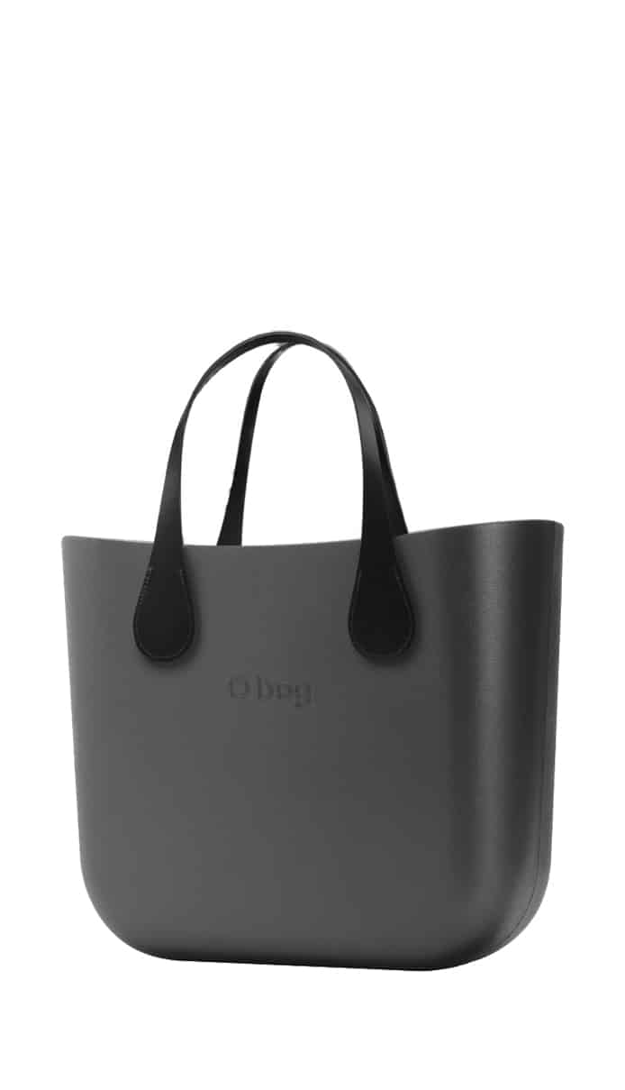 O bag  kabelka MINI Grafite s krátkými koženkovými držadly Extra Slim Nero