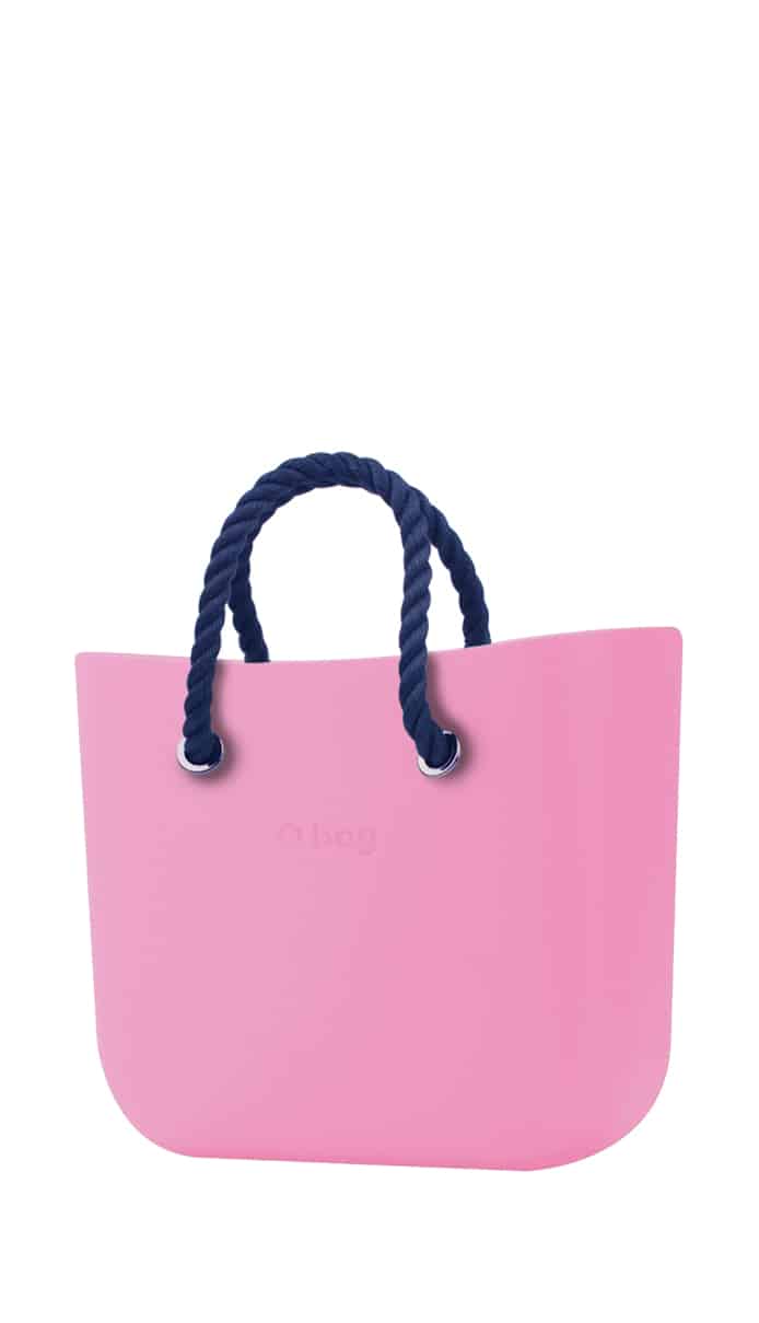 O bag kabelka MINI Pink s tmavě modrými krátkými provazy