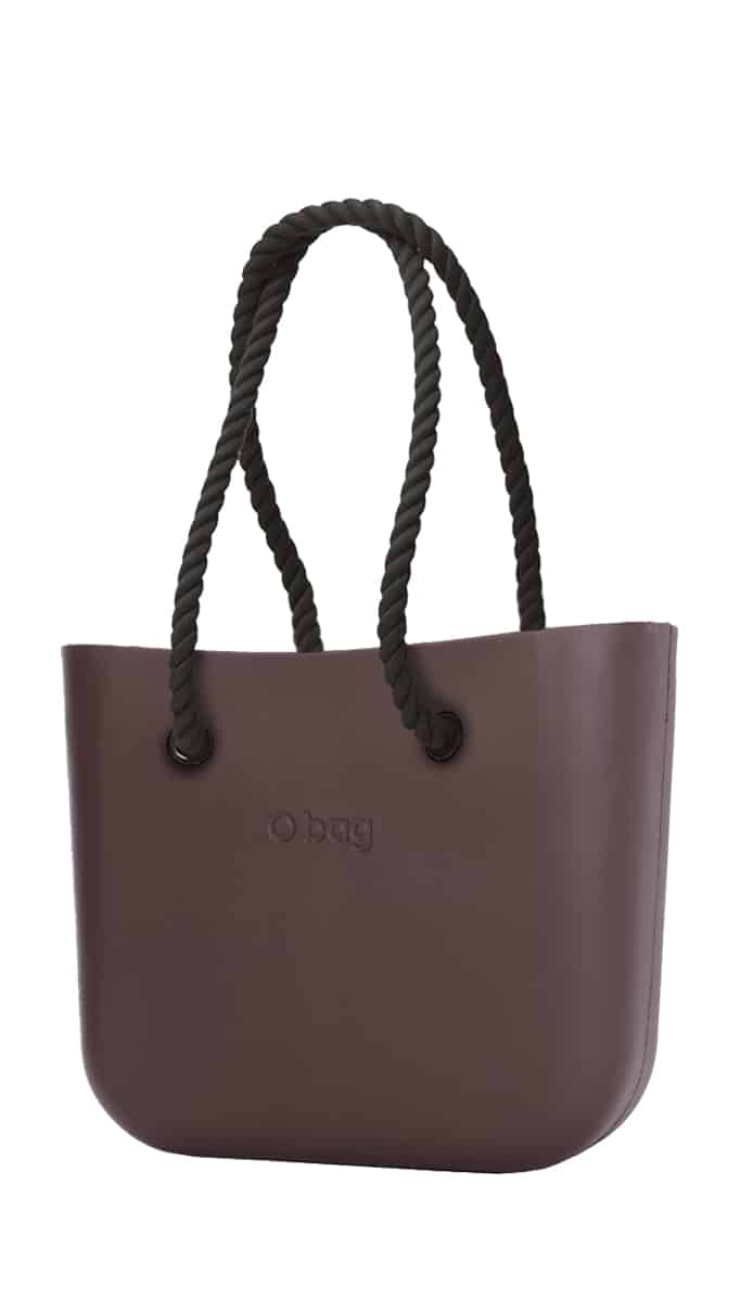 O bag kabelka Chocolate s černými dlouhými provazy