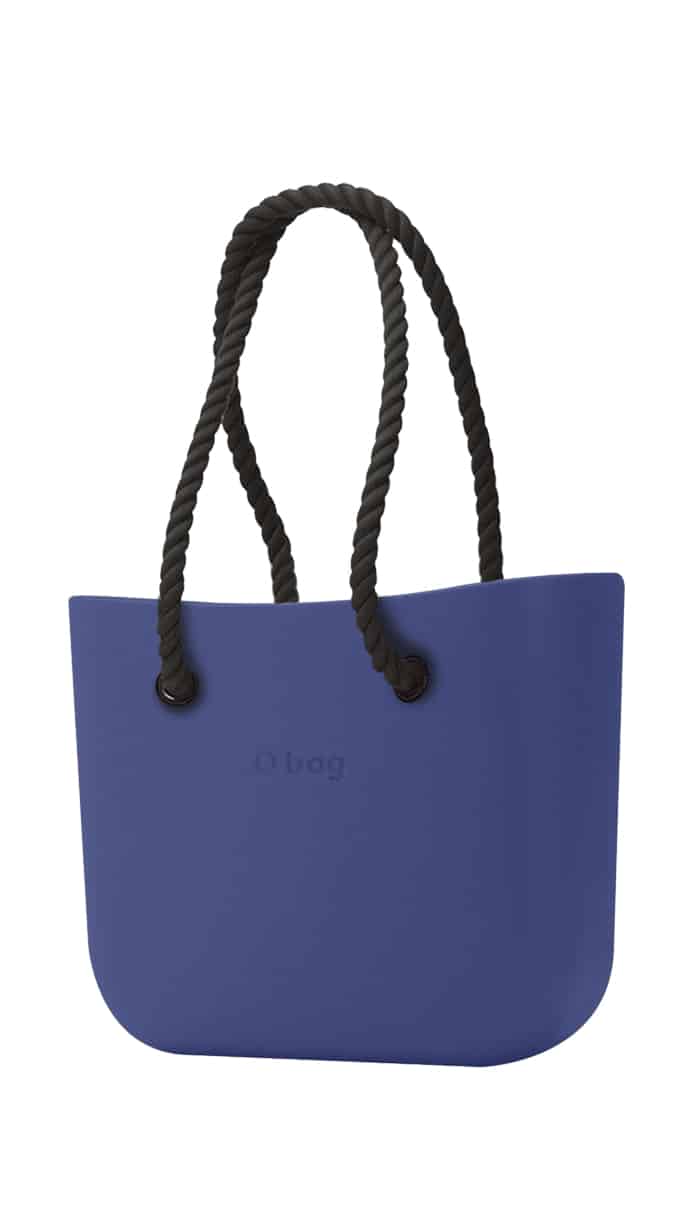 O bag kabelka MINI Cobalto s černými dlouhými provazy